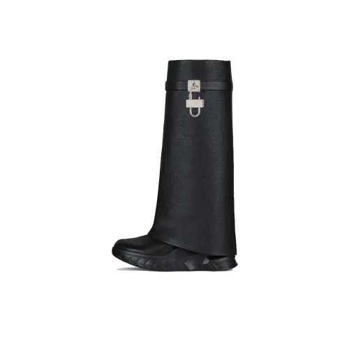 Givenchy Колено Высокие сапоги Foldover Ботинки 8 см Женские Черный