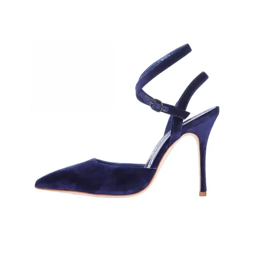 MANOLO BLAHNIK Tidra Узкий каблук Высокие каблуки 10,5 см Женские Морской синий