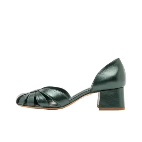 Sarah Chofakian Marjorle Квадратный каблук Высокие каблуки 4CM Женские Зеленый