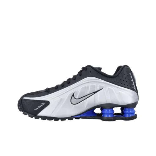 nike Shox R4 Slip Resistant Abrasion Resistant Низкий Топ Повседневные Беговые кроссовки Женские Серебряный Черный