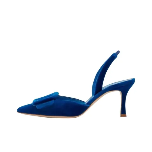 MANOLO BLAHNIK MAYSLI Узкий каблук Высокие каблуки 7 см Женские Синий