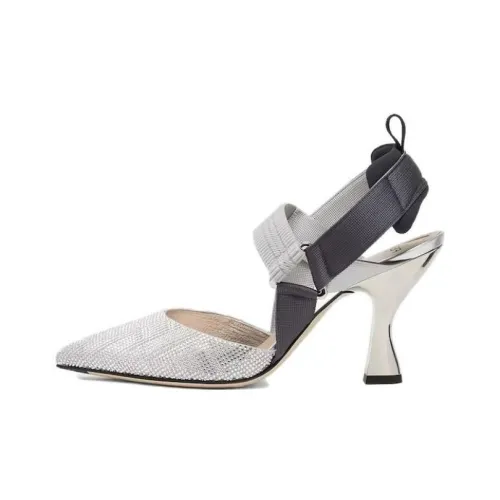 FENDI Colibri Грубый каблук Высокие каблуки Женские Серебристый