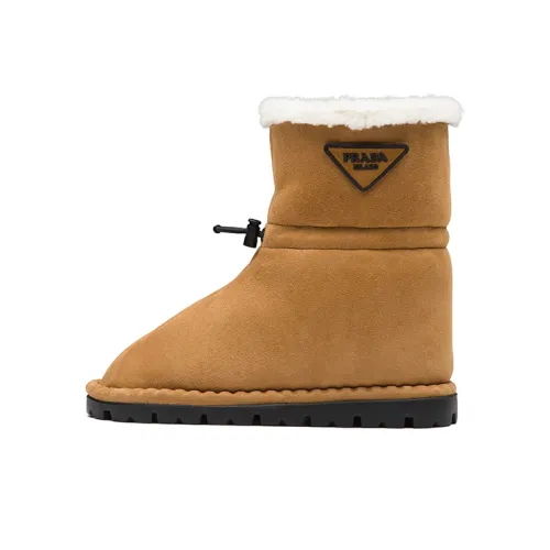 PRADA Shearling Booties Женские CAMEL
