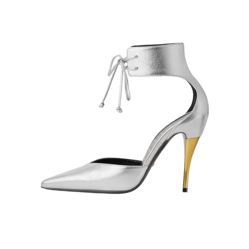 GUCCI Узкий каблук Высокие каблуки 10,5 см Женские Серебряные