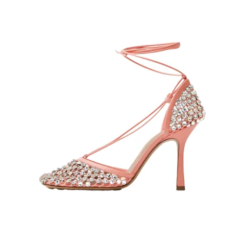 Bottega Veneta Эластичные Узкие Каблуки Стильные Сандалии Женские Розовые