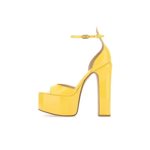 Valentino Коричневый Go Garavani Грубый каблук Высокие каблуки Женские Желтый