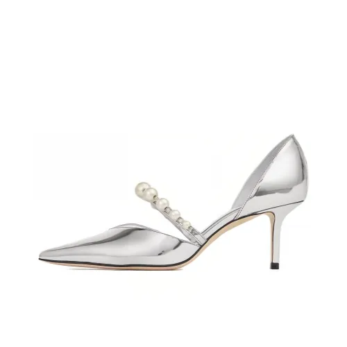 Jimmy Choo Aurelie 65 Узкий каблук Высокие каблуки 6,5 см Женские Белый Серебряный