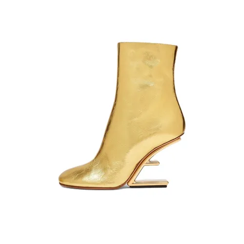 Fendi First Модные ботильоны 9,5 см женские золотые