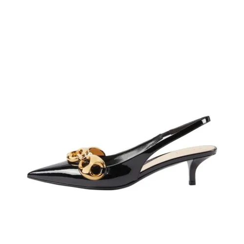 GUCCI Marina Цепочка Низкий Блок Высокий Каблук 4,5 см Женский Черный