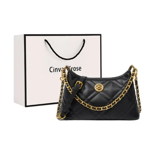 CinvaiKrose Сумка через плечо из коровьей кожи с синтетической кожей маленькая женская черная