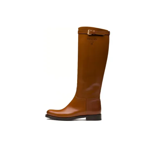 PRADA Женские сапоги на высокий каблук коричневые