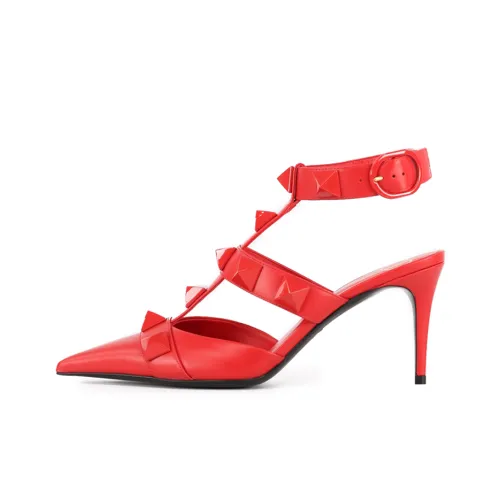Valentino Roman Stud Узкий каблук Высокие каблуки 8 см Женские Красный