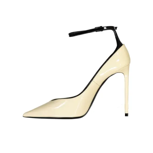 SAINT LAURENT Zoe Узкий каблук Высокие каблуки 10 см Женские Бежевый