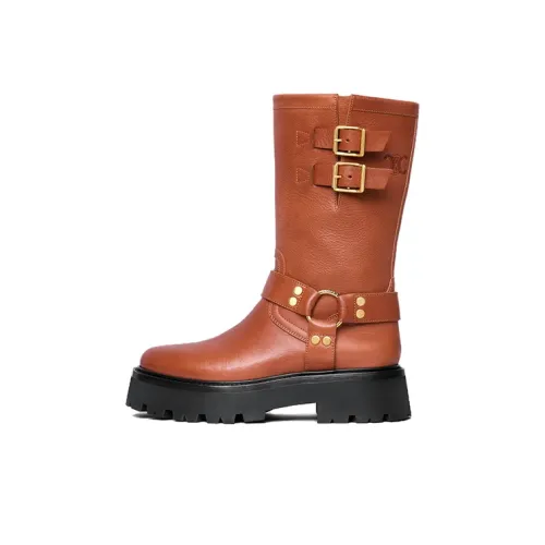 CELINE Толстые ботинки средней длины женские коричневые