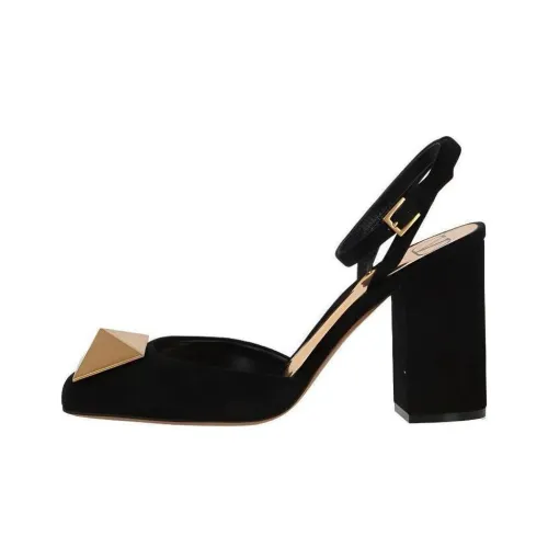 Valentino One Stud Грубый каблук Высокие каблуки Женские Черный