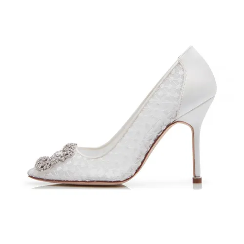 MANOLO BLAHNIK Узкий каблук Высокие каблуки 10,5 см Женские Белые