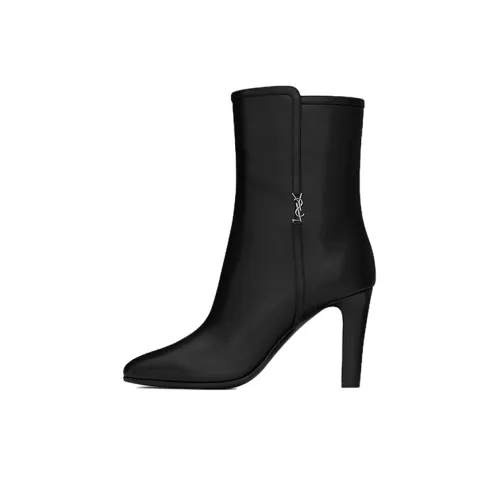 SAINT LAURENT Монограмма Simple Love Ботильоны Высота каблука 9 см Женские Черный