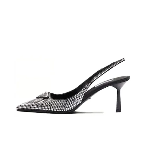 PRADA Узкий каблук Высокие каблуки 7,5 см Женские Серебряные