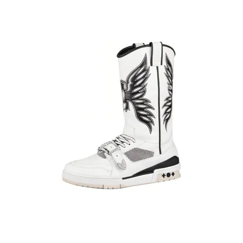 LOUIS VUITTON Trainer Высокие сапоги для колена Мужские Белый Черный