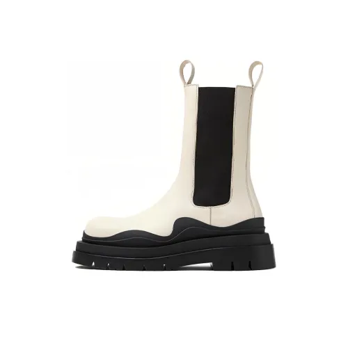 Bottega Veneta Tire Chelsea Короткий Челси Мужской Черный Белый