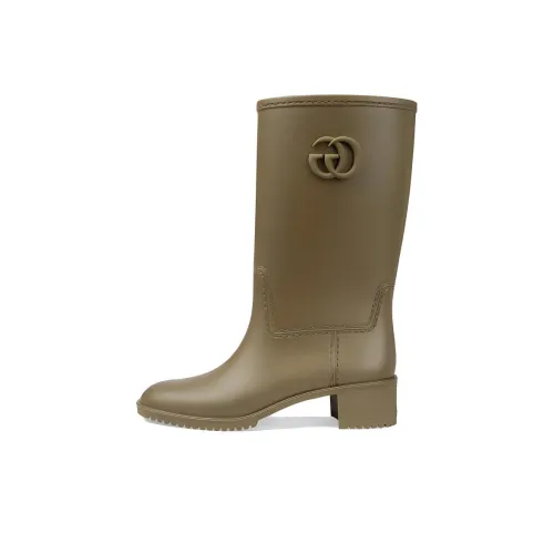 GUCCI Женские сапоги на высоком каблуке цвет тауповый