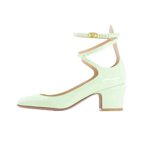 Valentino Коричневый Go Garavani Квадратный каблук Высокие каблуки 6 см Женские Светло-зеленый