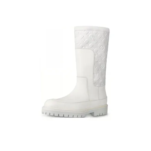 LOUIS VUITTON Laureate Колено Высокие сапоги Мужской Белый