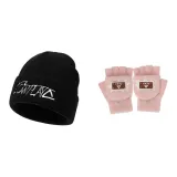 Чёрная шляпа + розовые перчатки