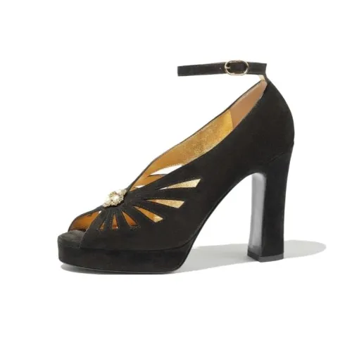 CHANEL Грубый каблук Высокие каблуки 11 см Женские Черный