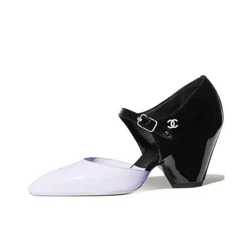 CHANEL Конусный каблук Высокие каблуки Женские Черный Фиолетовый