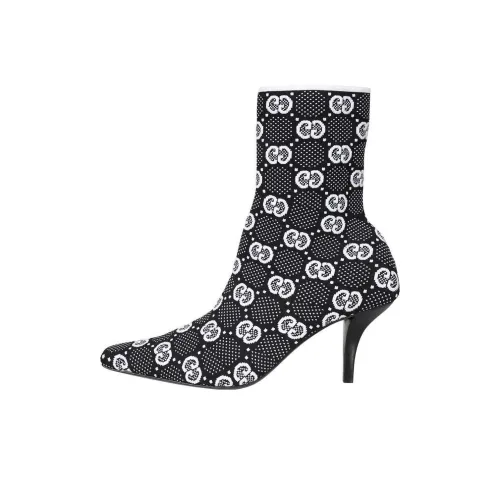 GUCCI Ботильоны 7,6 см Женские Черный Белый
