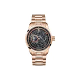 Розовый корпус, черный циферблат, стальной браслет - GC-SW-SLSB