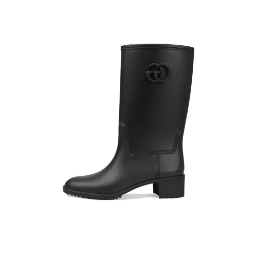 GUCCI Женские высокие сапоги до колена, черные