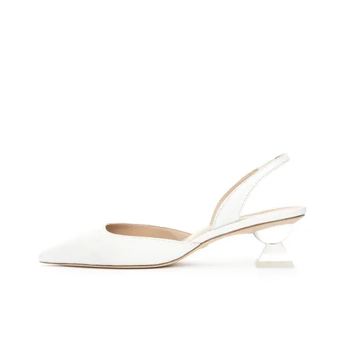 Stuart Weitzman SW Lucite Sculptural 50 SLINGBACK Насос Нестандартный каблук Высокие каблуки Женские Белые