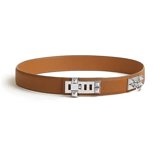 HERMES Телячья кожа Металл Кожаные ремни Женские Коричневый Ширина 3,2 см