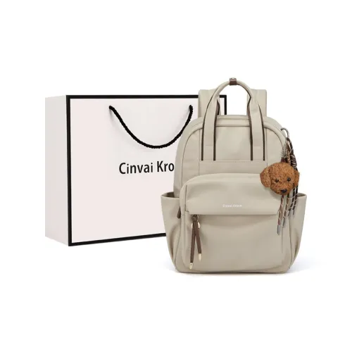 CinvaiKrose Canvas Bag Backpack Medium Women's Ecru Black CinvaiKrose Холщовая сумка рюкзак среднего размера женский экрю черный