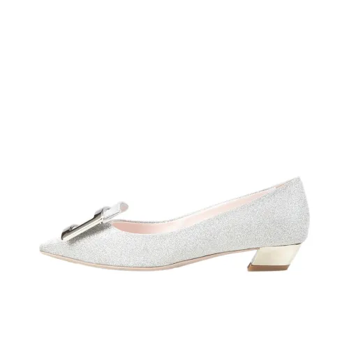 Roger Vivier Gommettine Квадратный каблук Высокие каблуки Женские Серебристый