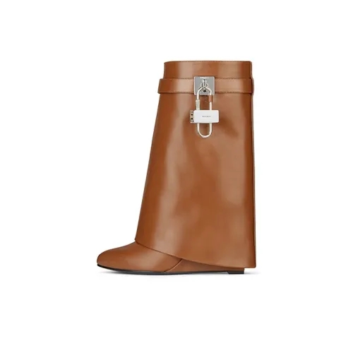 Givenchy Shark Lock Женские сапоги на высоком каблуке Коричневый