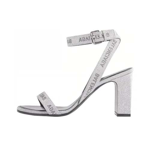 Balenciaga Круглый Грубый Каблук Высокие Каблуки Женские Серебристые