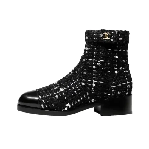 CHANEL Ботильоны Женские Черный Белый