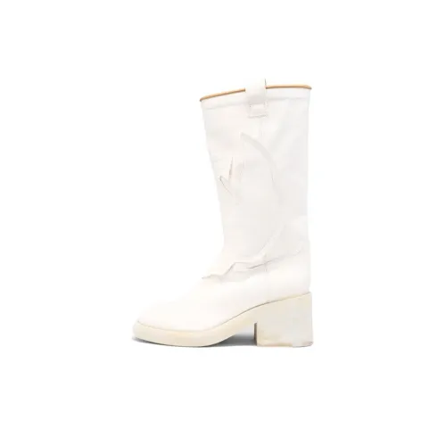 Maison Margiela Женские белые высокие сапоги на колено