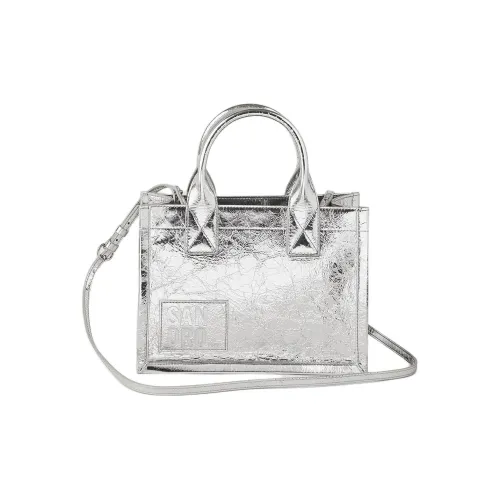 Sandro Кожа Тоут Сумка Сумка для покупок Сумка через плечо Сумка Женская Металлический серебристый