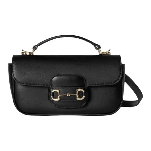 GUCCI Застежка Horsebit Кожа Одно Плечо Сумка Маленькая Женская Черная