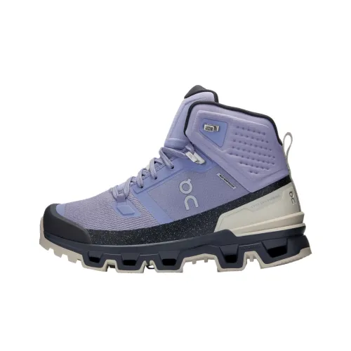 On Cloudrock 2 Slip-Resistant Abrasion-Resistant High Top Casual Running Shoes Women's Purple Black