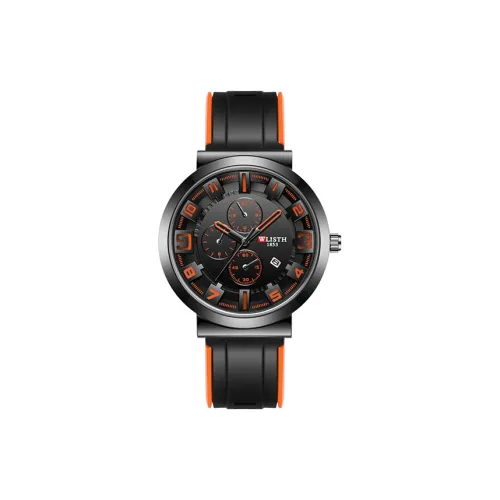 WLISTH Кварцевый механизм силиконовый ремешок мужские часы черный циферблат