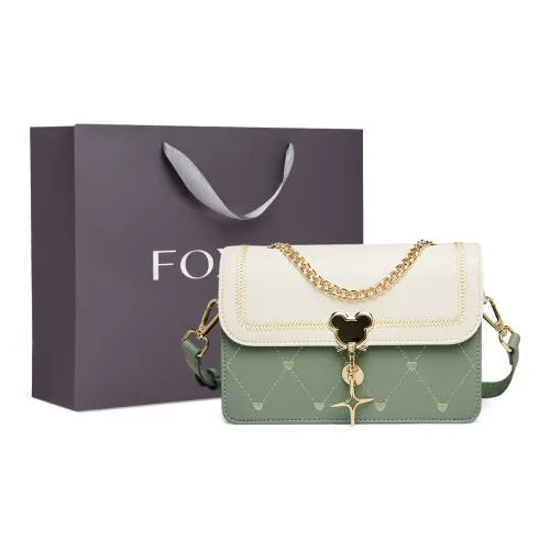 FOXER Натуральная кожа Сердце Через плечо Trendy Versatile Элегантность Премиум Цепочка Маленькая квадратная сумка