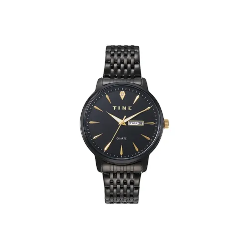 TINE Кварцевый механизм нержавеющая сталь ремешок мужские часы черный циферблат