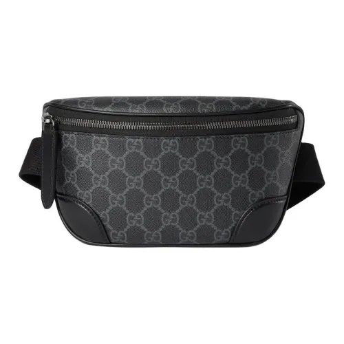 GUCCI GG Emblem Монограмма Покрытая Ткань Бананка Маленькая Мужская Черная