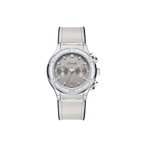 LANDU Кварцевый механизм кожаный ремешок часы женский серый циферблат