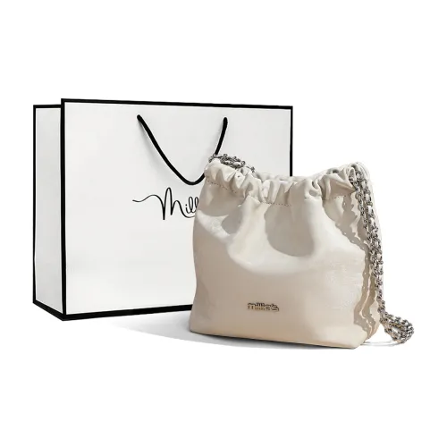 MILLIE'S Корова Кожа с Синтетической Кожей Сумка через плечо Средняя Женская Белая Серебряная